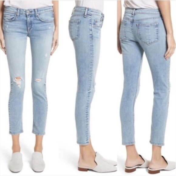 rag & bone Denim - Rag & Bone Ripped Skinny Ankle Light Wash Jeans 28